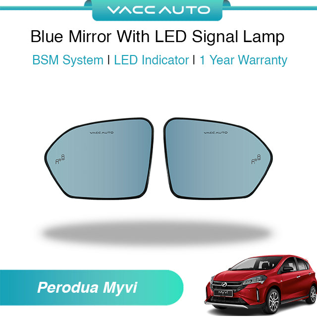 Blue Mirror with Long LED Strip Accessories Perodua Myvi M800 2018-2023