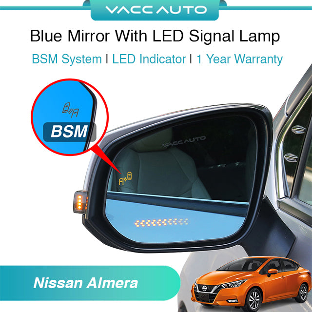 Blue Mirror with Long LED Strip Accessories Nissan Almera N18 2021-2024