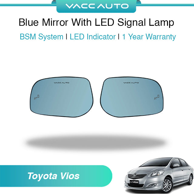 Blue Mirror with Long LED Strip Accessories Toyota Vios NCP93 XP90 2007-2012