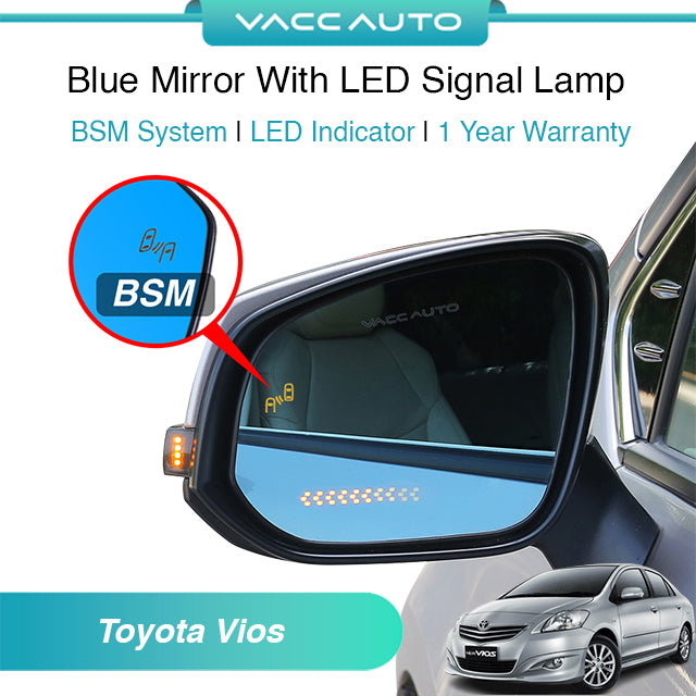 Blue Mirror with Long LED Strip Accessories Toyota Vios NCP93 XP90 2007-2012