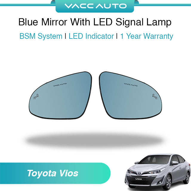 Blue Mirror with Long LED Strip Accessories Toyota Vios NSP151 Yaris XP150 2019-2023