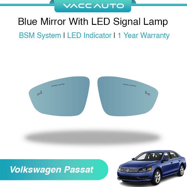 Blue Mirror with Long LED Strip Accessories Volkswagen Passat B7 2011-2016