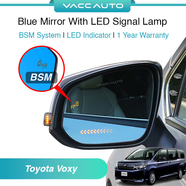 Blue Mirror with Long LED Strip Accessories Toyota Voxy R80 2014-2021