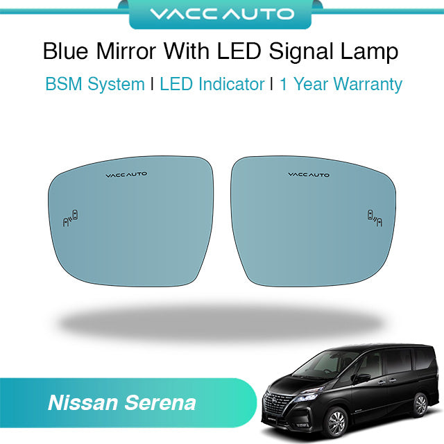 Blue Mirror with Long LED Strip Accessories Nissan Serena C27 2016-2021