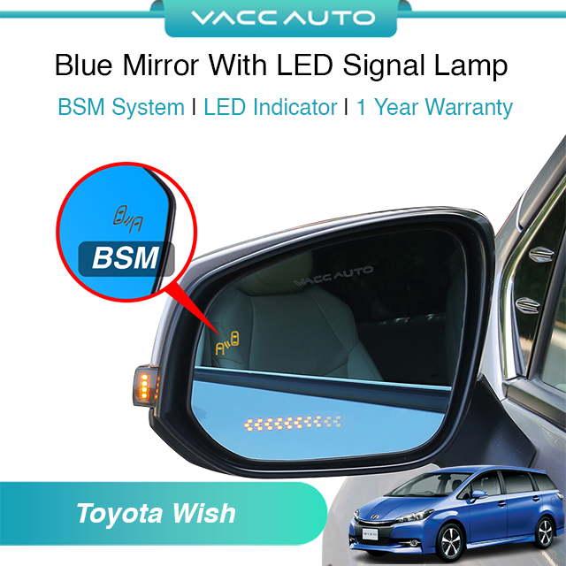 Blue Mirror with Long LED Strip Accessories Toyota Wish AE20 2009-2017