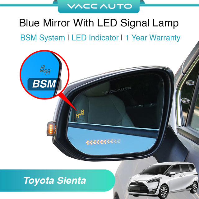 Blue Mirror with Long LED Strip Accessories Toyota Sienta XP170 NHP170 XP210 2016-2024