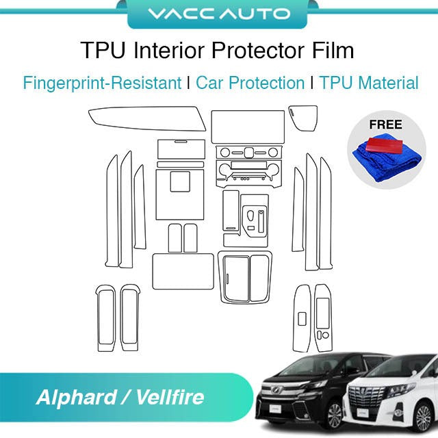 Transparent TPU Interior Protector Film Toyota Alphard Vellfire AH30 ANH30 2015-2023