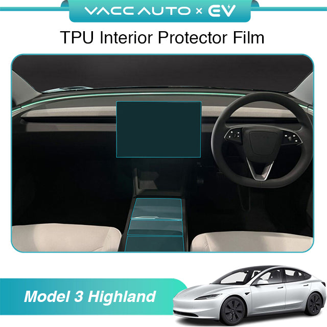 Transparent TPU Interior Protector Film Tesla Model 3 Highland 2024-2026