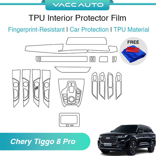 Transparent TPU Interior Protector Film Chery Tiggo 8 Pro 2023-2026