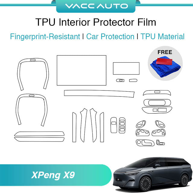 Transparent TPU Interior Protector Film Xpeng X9 EV 2025-2027