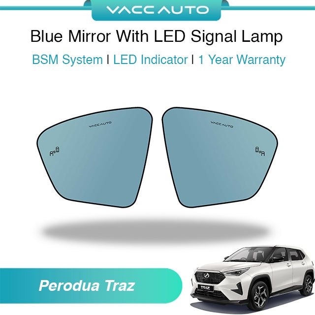 Blue Mirror with Long LED Strip Accessories Perodua Traz AC200 D66B 2026-2027